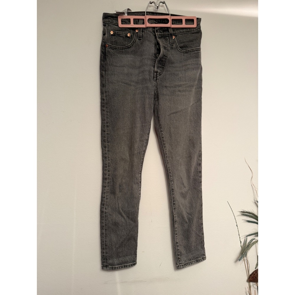 Levis Premium 501 Skinny Jeans Womens 25x27 Gray High Rise Button Fly